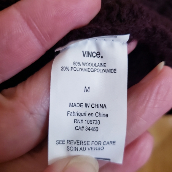 VINCE Knit Wool Blend Open Wrap Long Line Cardigan - Burgundy M - Picture 7 of 12